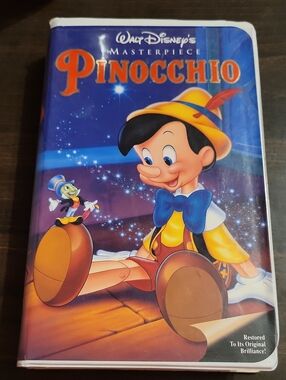 Disney Pinocchio VHS Cover — Blue, Yellow & Orange Artwork